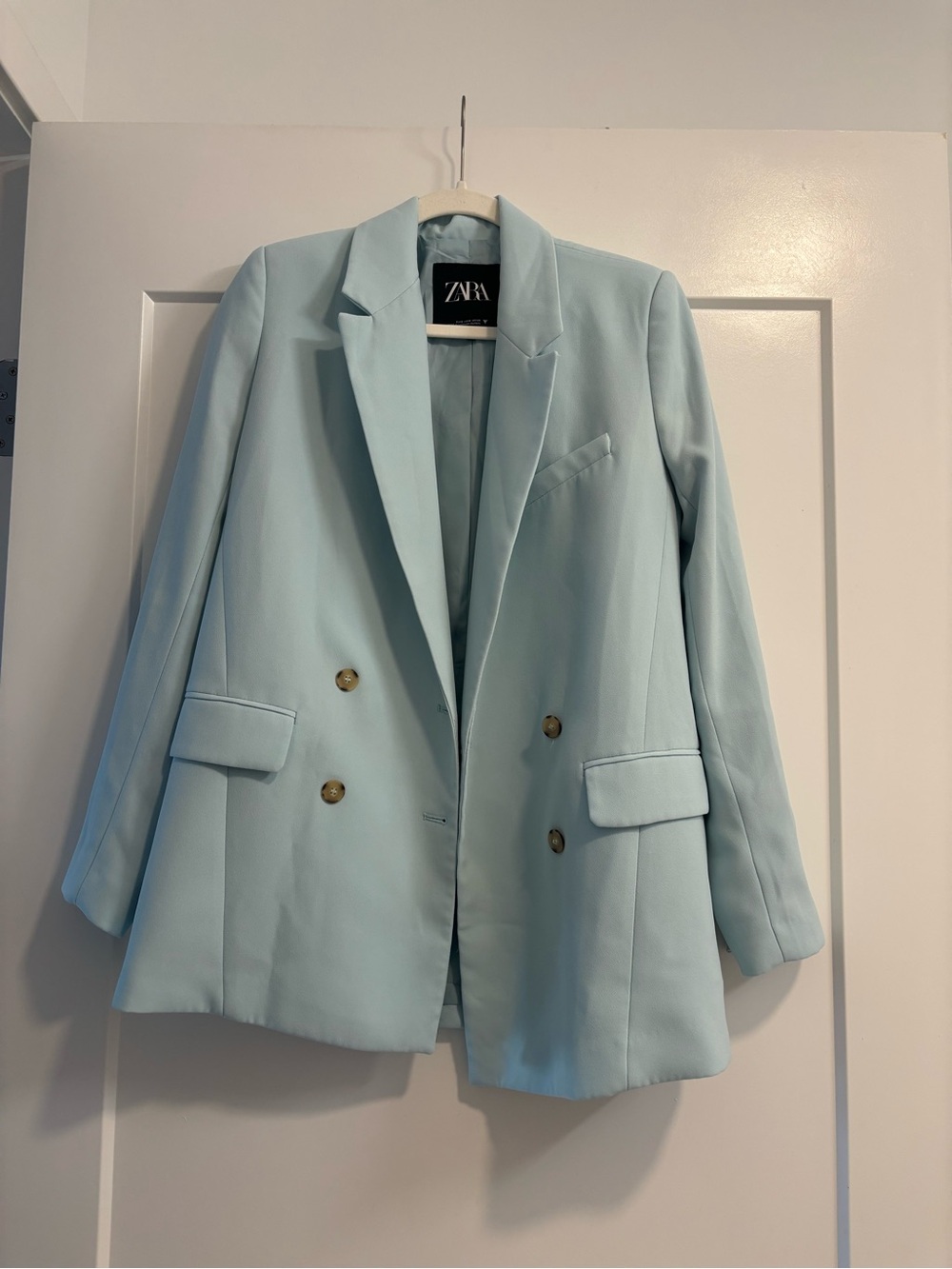 Zara Light Blue Double-Breasted Blazer